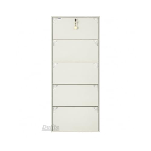 Image of DELITE KOM AIRO 24 inch 10 Shelf Double Decker Metal Shoe Rack Wall Mount for Home with Lock | Air-Vent Panels Keep Shoes Odour-Free | 30 Shoes /50 Slippers | 1Yr Warranty | 67x24x8 Ivory | DIY