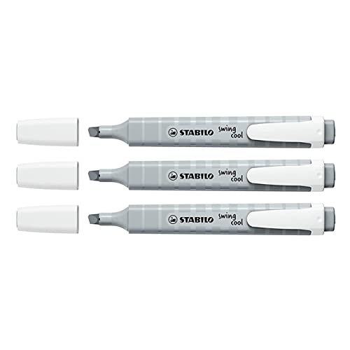 STABILO Swing Cool Highlighters Pastel Bevel Tip Silk Grey Pack of 3aa