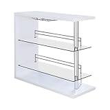 BOWERY HILL 2 Shelf Pub Table with Wine Storage in Glossy White