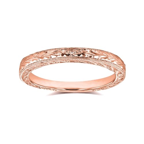 Kobelli Antique Style Engravings Wedding Band in 14k Rose Gold
