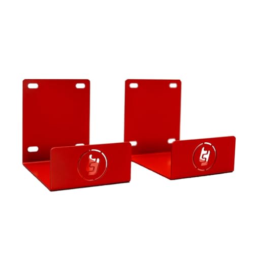 TradeTidy Red Ladder Brackets (Pair) – Heavy Duty Steel Ladder Holders for Wall or Van Mounting | Ideal for Garages, Workshops, Sheds & Trade Vans | Made in UK | Wall Mounted Storage Hooks