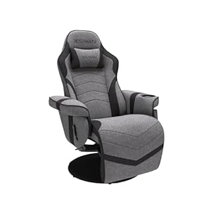 Respawn 900 Gaming Recliner – Video Games Console Recliner Chair, Computer Recliner, Adjustable Leg Rest and Recline, Recliner with Cupholder, Reclining Gaming Chair with Footrest – Gray Fabric