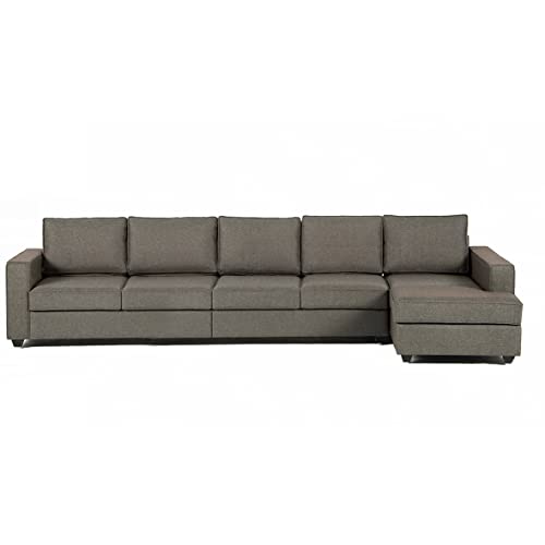 Image of Wakefit Sofa Set | 3 Year Warranty | Sofa 3 Seater, 3 Seater Sofa for Living Room, Wooden Sofa Set, 4 Seater + Right Aligned, Sofa for Living Room - Napper(Omega : Grey)