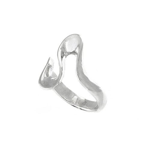 Imagen de Silverly Anillo Ondulado de Plata de Ley para Mujer Joyería Abstracta vanguardista de Plata 925 Diseño Único de Ondas Escultóricas Modernas Anillo Ancho Asimétrico con Remolino Fluido Orgánico