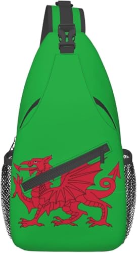 Mochila bandolera unisex con bandera galesa