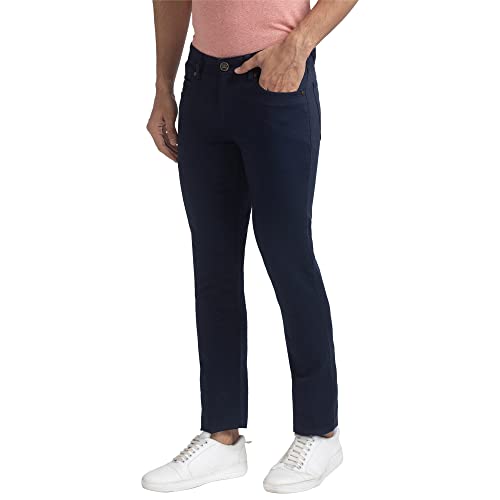 Image of Colorplus Contemporary Fit Dark Blue Trouser for Men