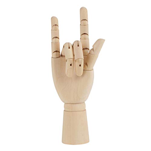 Art Wooden Hand, Artista Articulado Articulado Maniquí Mano de madera, Figura opuesta seccionada Escultura Modelo de mano de maniquí con dedos flexibles(25.5 * 7.3cm Right) Cover