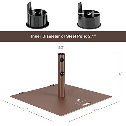 Giantex 50Lbs Steel Patio Umbrella Base With 2 Tightening Knobs, 2 Wheels, 4 Anchor Holes, 24Inch Square Weighted Market Umbrella Stand For 1.6''-1.9'' Umbrella Poles Deck Yard Poolside Garden #TOP5