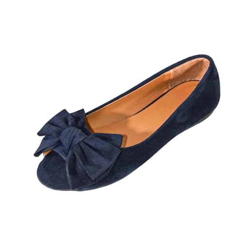Ballerine Bout Ouvert Femme Ballerines Plates Classiques pour Femme Bout Poisson Ouvert Uni Sandales Élégantes et Confortables avec Nœud Chaussures à...
