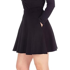 Basic Solid Stretchy Cotton High Waist A-line Flared Casual Skater Mini Skirt