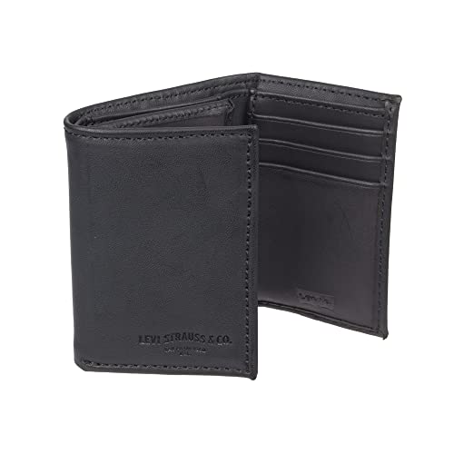 Levi's Men's Trifold Wallet-Sleek And Slim Includes Id Window And Credit Card Holder , Classic Black, One Size #TOP1