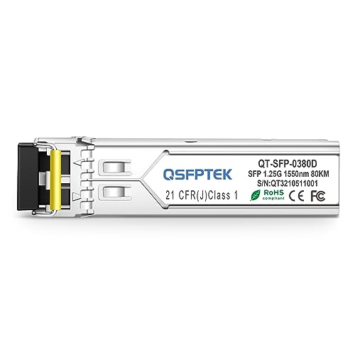 Image of Generic Compatible Gigabit SFP Module, 1000Base-ZX LC 1550nm, 80km Mini-GBIC Single Mode SFP Transceiver for Open switches