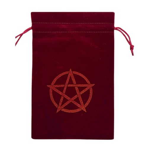 [AiO JAPAN] タロットカード用 巾着袋 ーVer2ー 五芒星 3カラー ポーチのみ 22×14cm ベルベット タロットポーチ (ダークレッド)