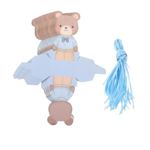 Boîtes à dragées bleu d'ourson, contenant papier cadeau shower et bébé