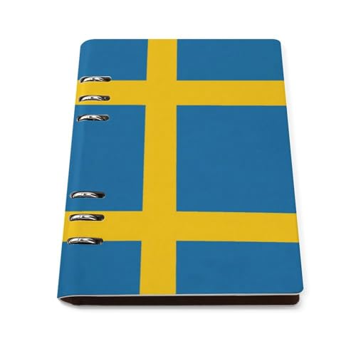 SDEGTHO Taccuino A5 piatto con bandiera svedese, diario in pelle