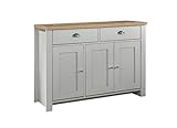 aparador 3 puertas de cristal Aparador gris de 3 puertas y 2 cajones con parte superior de color roble – Estilo rústico – Shabby Chic