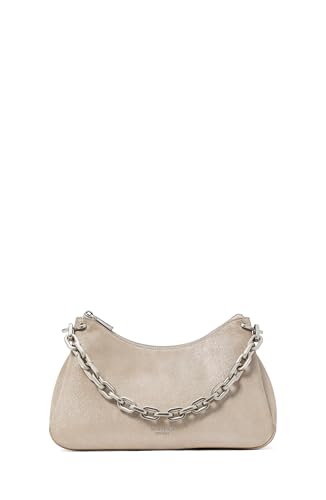 kate spade new york Grace Fine Grain Leather Chain Shoulder, Glitter Suede Silver