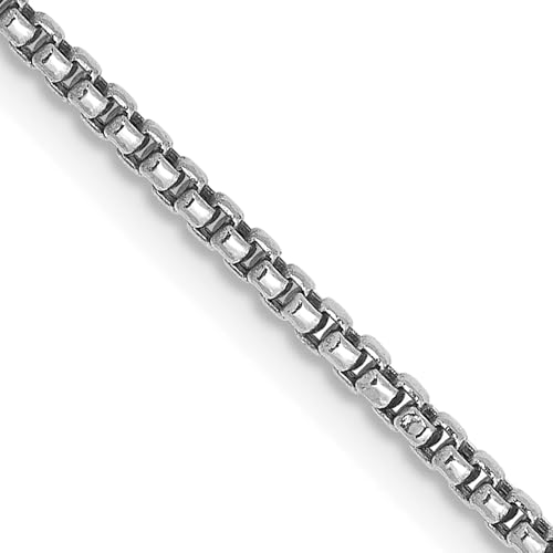 IceCarats 14K Solid White Gold 1.5mm Round Box Link Chain Necklace2