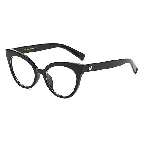 BOZEVON Women Clear Lens Fashion Retro Geek/Nerd Eyewear Eyeglasses Transparent Cateye Eyewear, Black Cover
