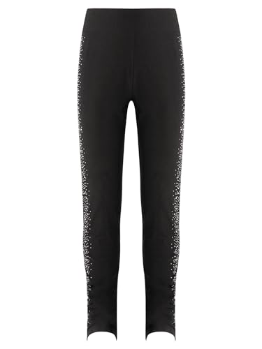 Kids Girls Sparkly Rhinestones Close-Fitting Ice Skating Tights Leggings High Waist Training Competition Pants2
