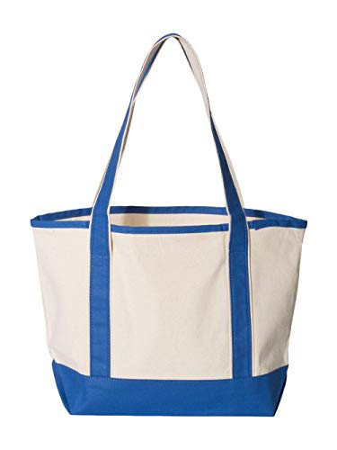 Q-Tees 20L Small Deluxe Tote One Size Natural/ Royal