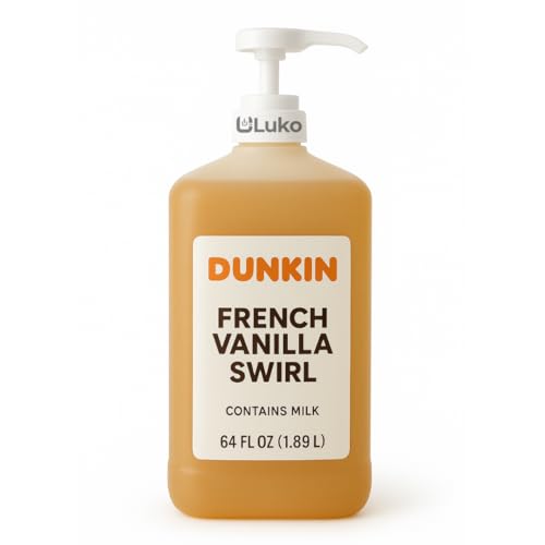 Dunkn Donnuts, French Vanilla Syrup, 64 Oz Jug – Rich Flavor for Coffee, Desserts, Pancakes, Waffles, Milkshakes, Smooth and Sweet