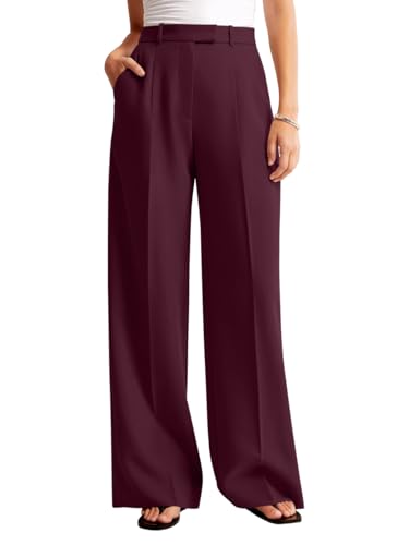 Image of NIMIN Women Wide Leg Pants High Waisted Dressy Work Trousers Business Casual Palazzo Pants with Pockets