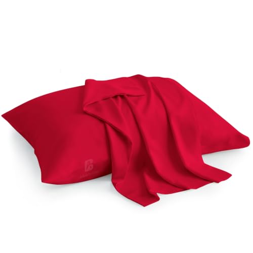 Image of Atiksh Beddings 13x18 Inch Zipper Closure Toddler Travel Pillow Cases Pack of 2 - 100% Soft Egyptian Cotton, 600 Thread Count, Small Travel Pillowcase Covers for Kids & Baby Pillows Red