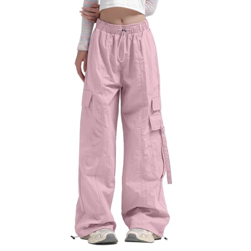 Pantalon cargo large femme avec poches et cordon réglable