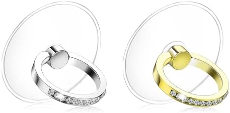 Kinizuxi Cell Phone Ring Holder 2Pack, Glitter Ring Holder 360°Rotation Finger Ring Stand, Clear Cell Phone Kickstand Compatible with Most Phones,Tablet (1Silver1Gold)