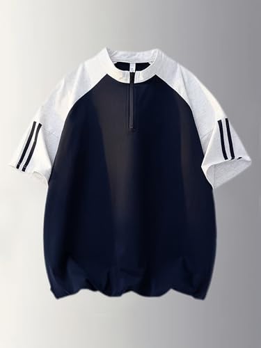 Image of FN3 Men's Half-Zip Color Block RegularFit T-Shirt|| Raglan Style || Casual Streetwear Tees