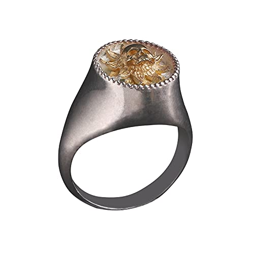 Image of Skull Ring 925 Sterling Silver Handcrafted Gothic Rock Punk Diablo Vintage Cocktail Party Biker Retro [Sunflower 60029] - Ring Size 9