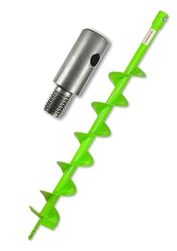 Broca WERHE® Profi, broca de tierra para máquina de perforación 120 mm robusta con adaptador m14 - perforación de pozos con punta de perforación precisa.