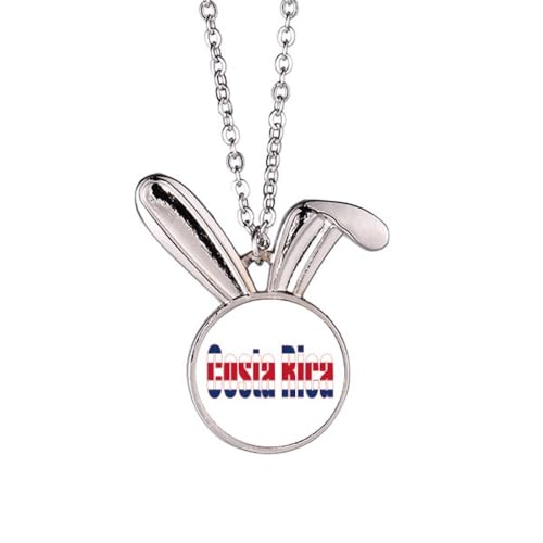 Collier lapin drapeau Costa Rica pendentif finement émaillé aux finitions soignées