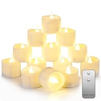 Auemaniliy LED Teelicht, Fernbedienung Teelicht, elektrisch blinkende batteriebetriebene LED-Kerze 3,2 x 3,6 cm für Hochzeitsfeier Halloween Weihnachten Home Decor 12 Stück