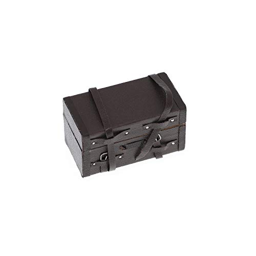 Puppenhaus Zubehör Miniatur Holz Trunk Koffer Reisekoffer Handgepäck mit Riemen und Schnallen Mini Garten Möbel Deko… – Bild 3