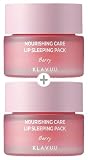 Klavuu Lip Mask Set (2PCS) – Overnight Deep Hydrating Korean Lip Balm Treatment for Very Dry, Chapped Lips | Lip Lightening &amp; Plumping with Instant Hydration | Gentle Exfoliating (Berry &amp; Berry)