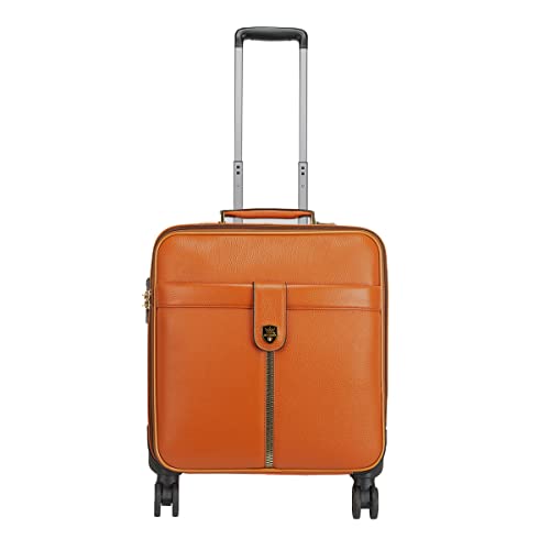 Leathario Leather Rolling Laptop Case Wheeled Briefcase Suitcase Roller Boarding (Orange) #TOP3