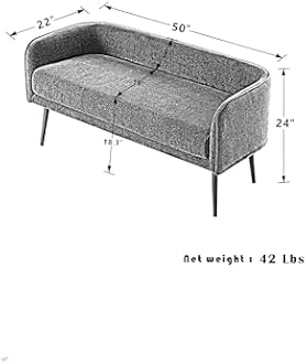 Forshare Bedroom Bench with Low Back,Inside Metal Frame (Beige)