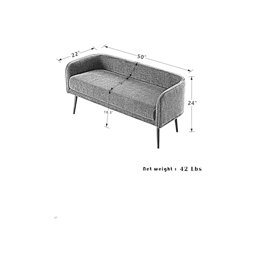 Forshare Bedroom Bench with Low Back,Inside Metal Frame (Beige)