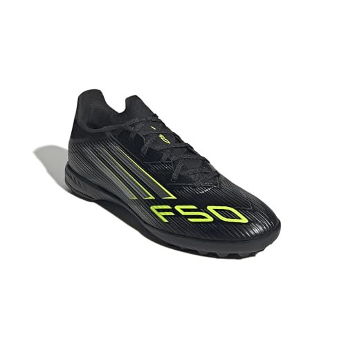 adidas Unisex F50 League Turf Football Boots, Core Black/Iron Metallic/Lucid Lemon, 9 UK - Image 3