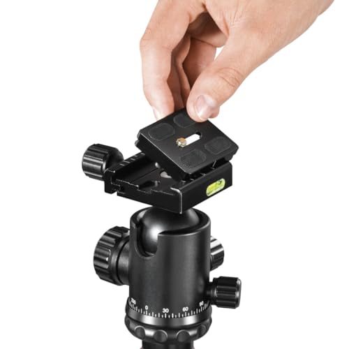 Hama Reisestativ „Ramble II Duo“ Carbon-Stativ (Kamerastativ, Handy-Stativ mit Handy-Halterung, Dreibein-Stativ Carbon-leicht, Fotostativ 3-fach ausziehbar, mit Einbein, Kugelkopf, Arca Swiss) schwarz