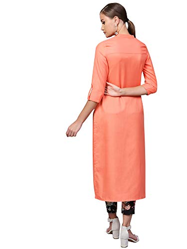 Image of INDO ERA Women's Cotton Solid Straight Kurta(IE11KT4CO1070)