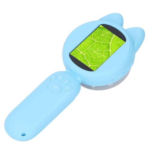 Microscopio portátil de bolsillo azul con pantalla HD y brillo regulable para niños 2