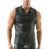  YOOBNG Hommes Faux Cuir Gilet Sans Manches Sous-chemise Look Mouillé Col Rond Tank Top vêtements de Nuit