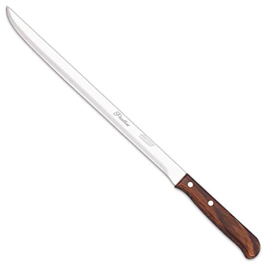 PECELLÍN Cuchillo Jamonero de 25 cm - Modelo Latina con Hoja Flexible Acero Inoxidable NITRUM Mango de Madera, para Cortar Patas y Paletas de Jamon Serrano e Iberico