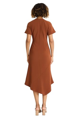 Maggy London Women's Elegant Midi Asymmetrical Hemline-Short Sleeve Fitted Bodice-Versatile Cocktail Dress3