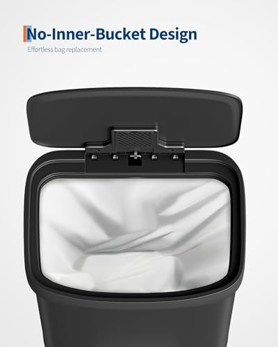 Caneca de basura rectangular 60L negra con tapa miniatura 4