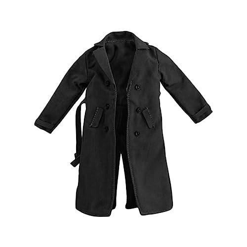 Amagogo Disfraz de Gabardina de Moda 1/12, Ropa de muñeca Hecha a Mano en Miniatura para Figuras de Masculinos y Femeninos de 6 Pulgadas, Accesorio, Negro