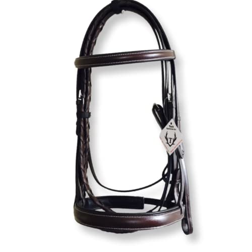 English Bridle with Reins | English Bridle with Padding | Bridle with Fancy Stitched | StressLess English Leather Bridle | Classic English Bridle with Reins | HAVANA-BROWN (Horse, Classic_Plain)
